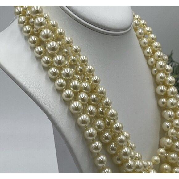 J. Crew Vintage Signed Five Multi-strand Off White Faux Pearl Necklace - Picture 5 of 13
